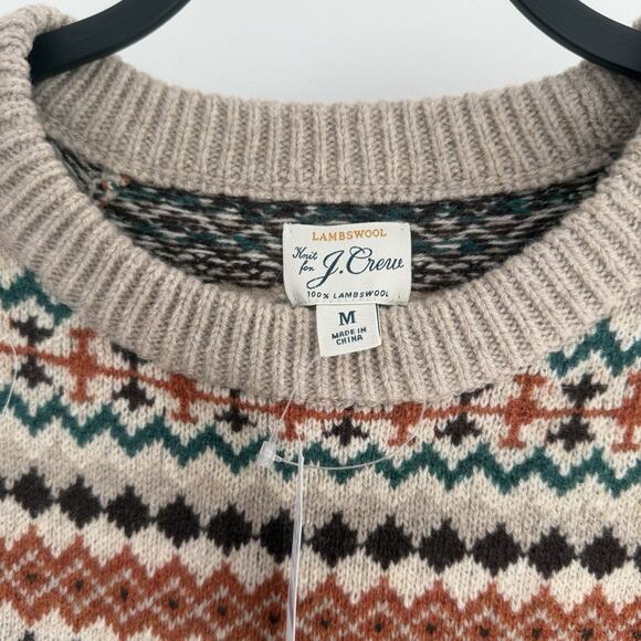 J.Crew Sweater Mens Medium Fair Isle Lambswool Knit Nordic Grandpa Crew Neck - Picture 16 of 16